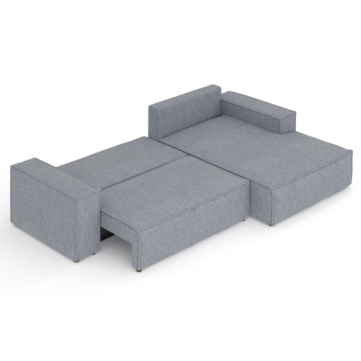 ECKSOFA TAURI mit Schlaffunktion Grau im Neve Stoff - Schwarz/Grau, Holz/Holzwerkstoff (294/185cm) - AltaBeds