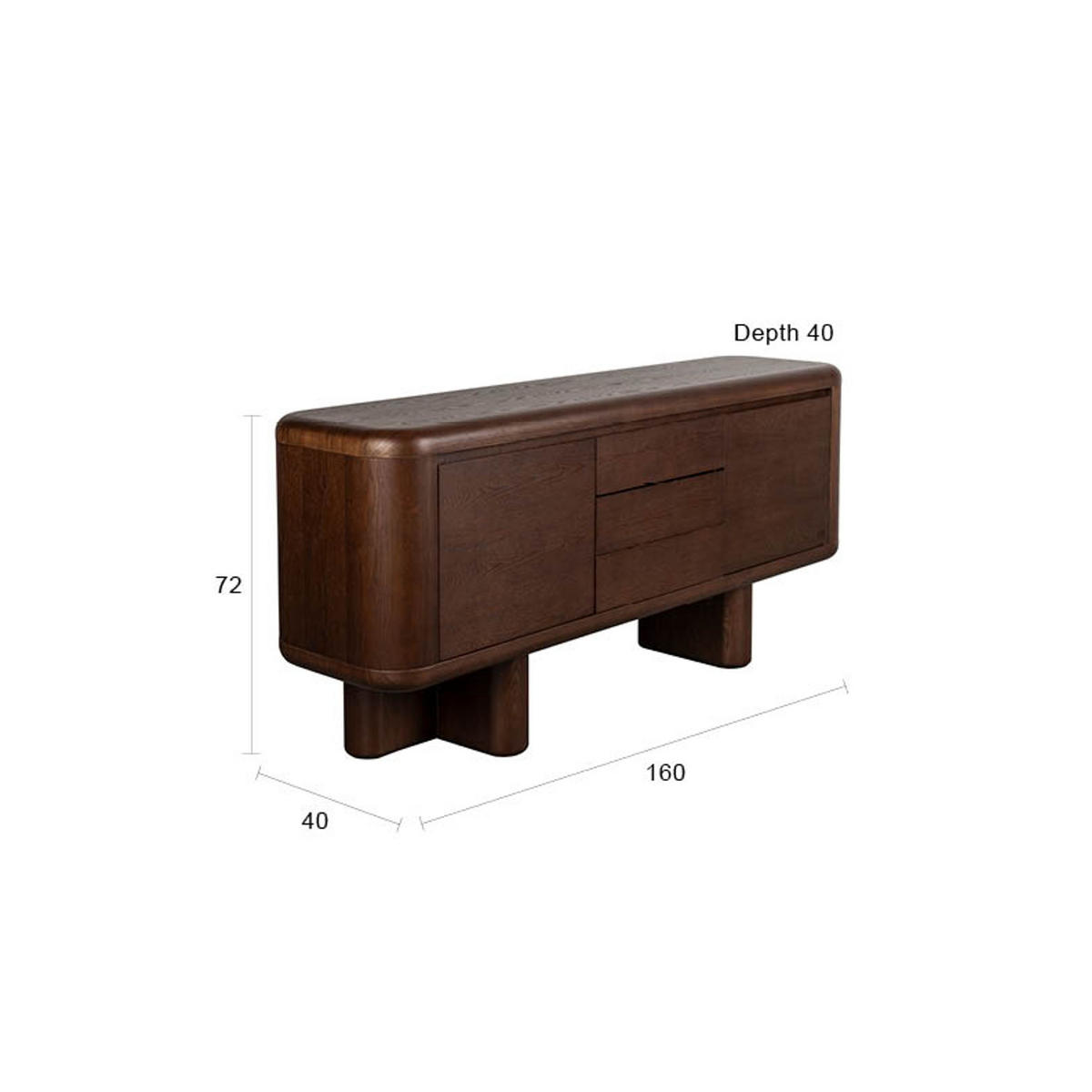 SIDEBOARD Herman Walnussfarbe - Braun, Holzwerkstoff (160/72/40cm) - Dutchbone