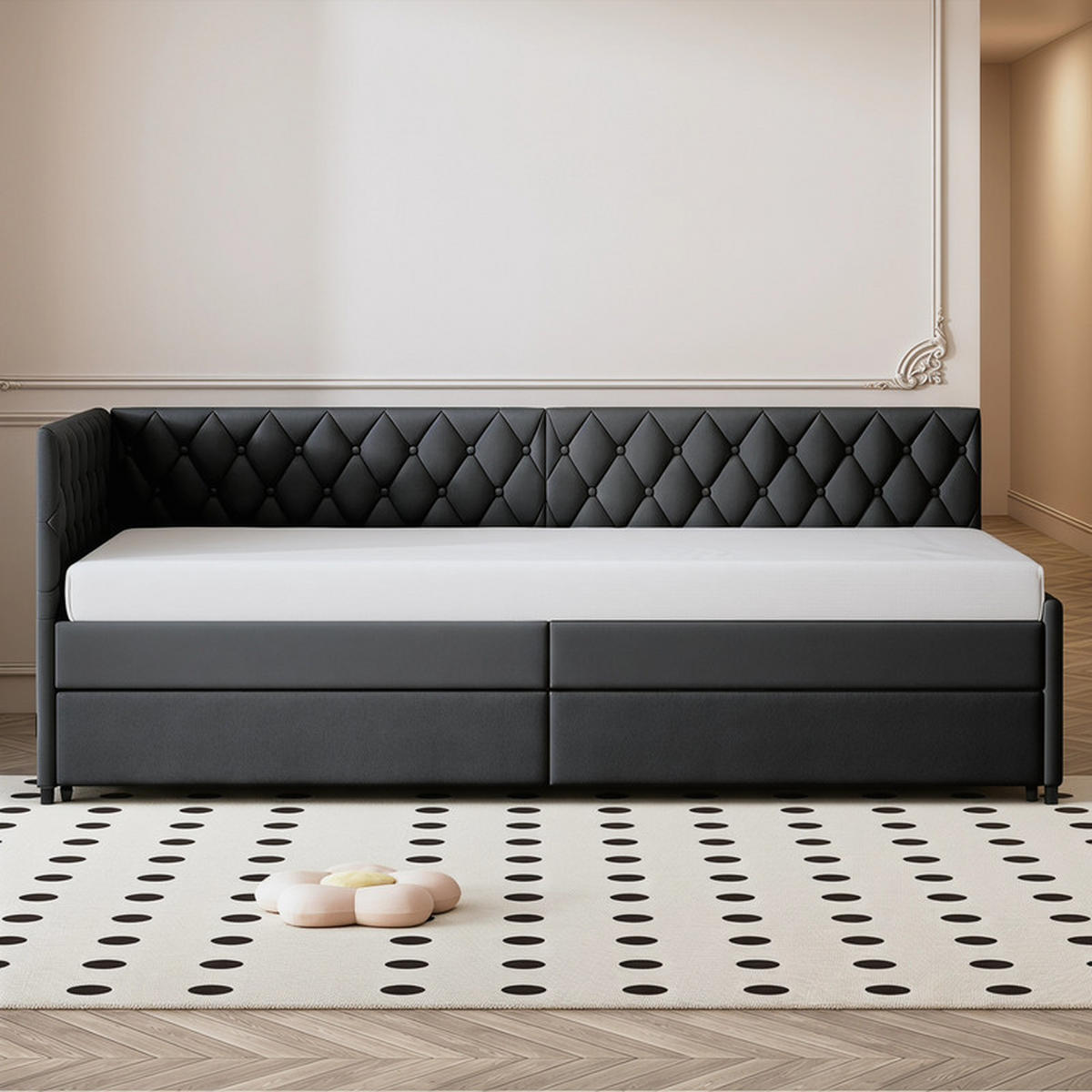 SCHLAFSOFA 90/200 cm grau mit Samt und Liegefunktion - Grau, Holz