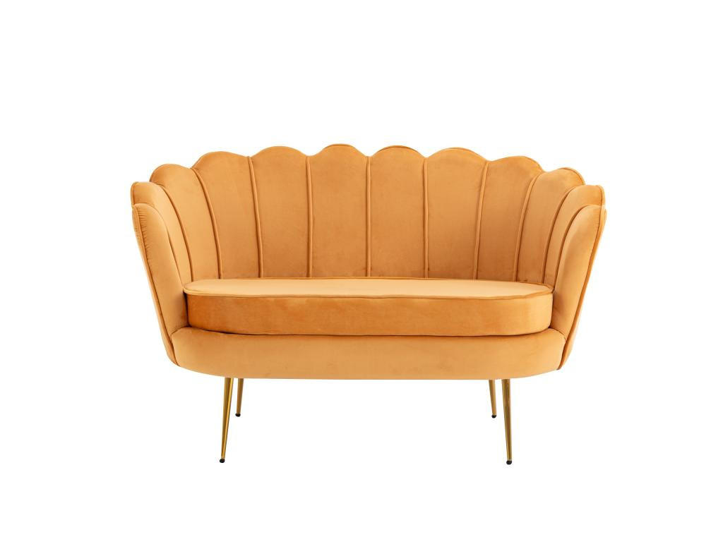 MUSCHELSOFA 2-Sitzer - Samt - Senfgelb - DANDELION - Gelb, Textil (73/78/124cm) - Pascal Morabito