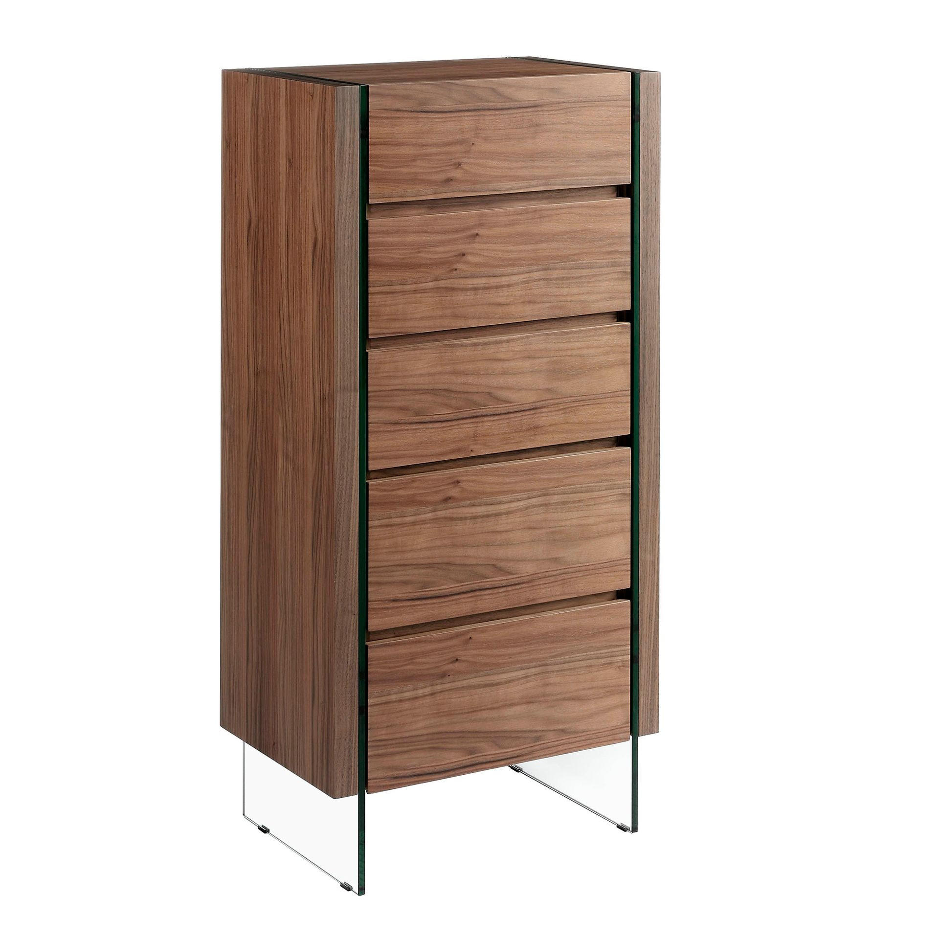 KOMMODE Chiffonier Nussbaum und gehärtetes Glas 58/39/119 cm - Transparent/Walnussfarben, Glas/Holz (58/119/39cm) - ANGEL CERDA