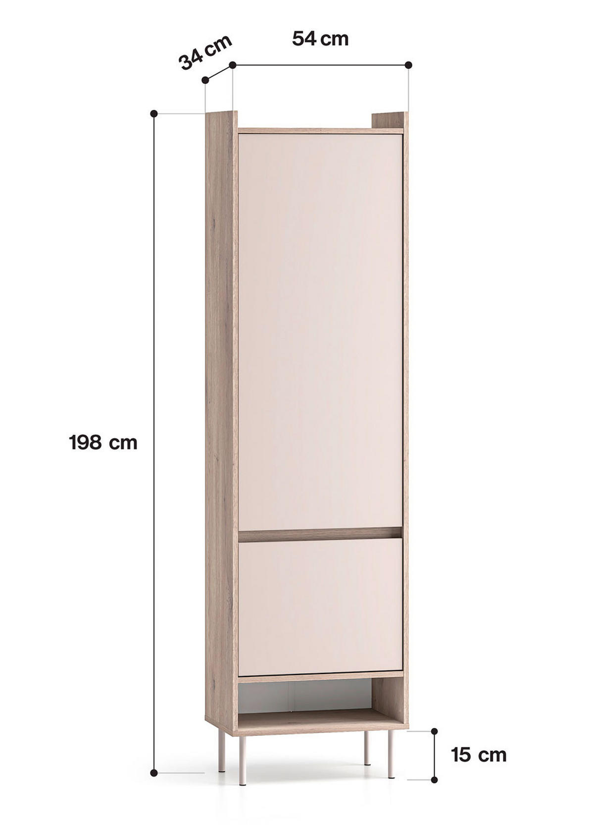 GARDEROBENSCHRANK Voco Cashmere / Eiche Cremona Terrakotta 54 / 34 / 198cm - Kaschmir/Hellbraun, Holz/Holzwerkstoff (54/198/34cm) - Feldmann-Wohnen