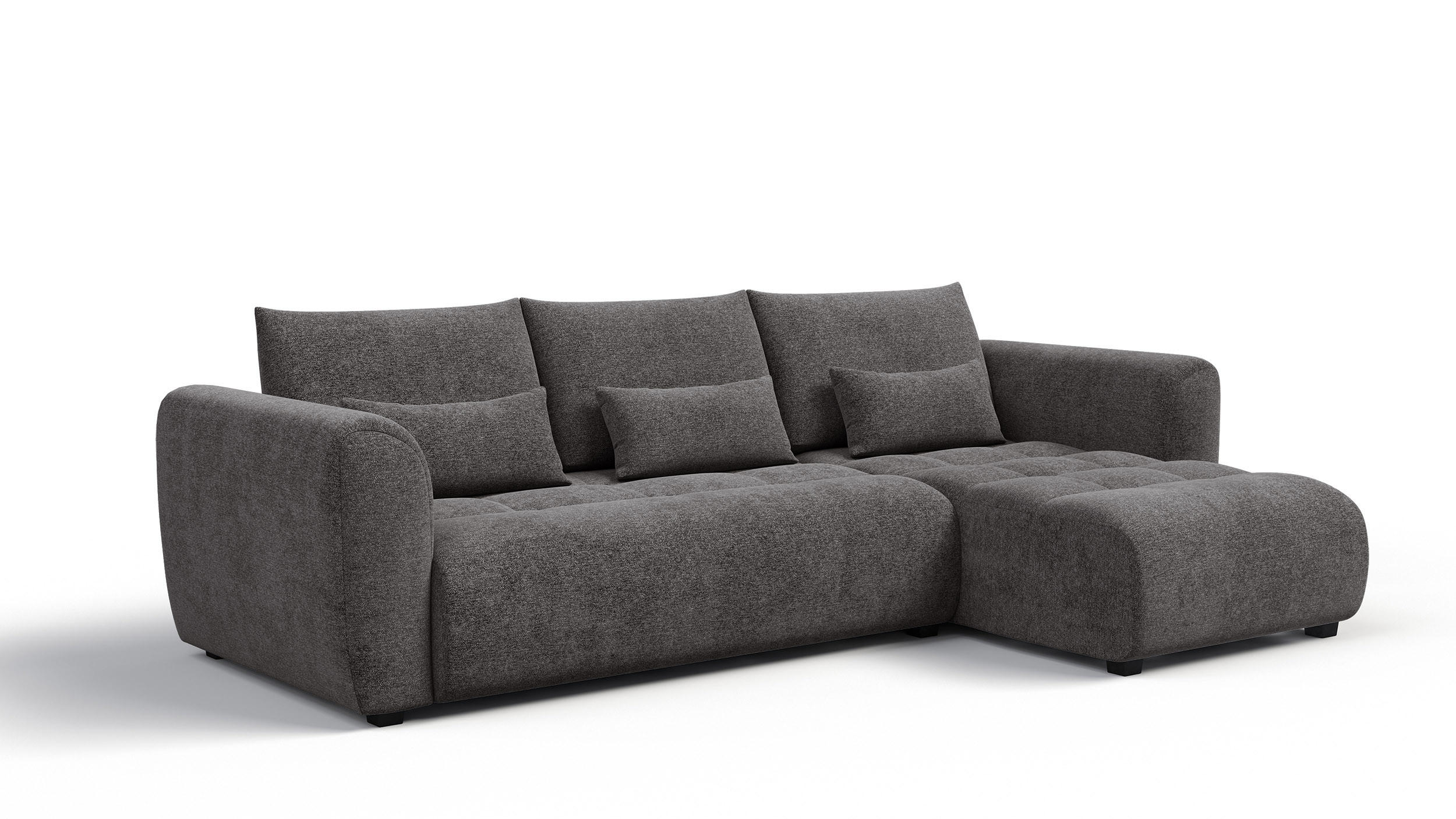 ECKSOFA SORENO 4-Sitzer, dunkelgrau - Dunkelgrau/Schwarz, Holz/Textil (293/171cm) - Courtois Laville