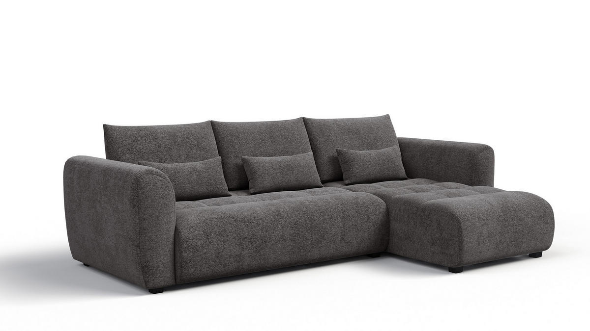 ECKSOFA SORENO 4-Sitzer, dunkelgrau - Dunkelgrau/Schwarz, Holz/Textil (293/171cm) - Courtois Laville