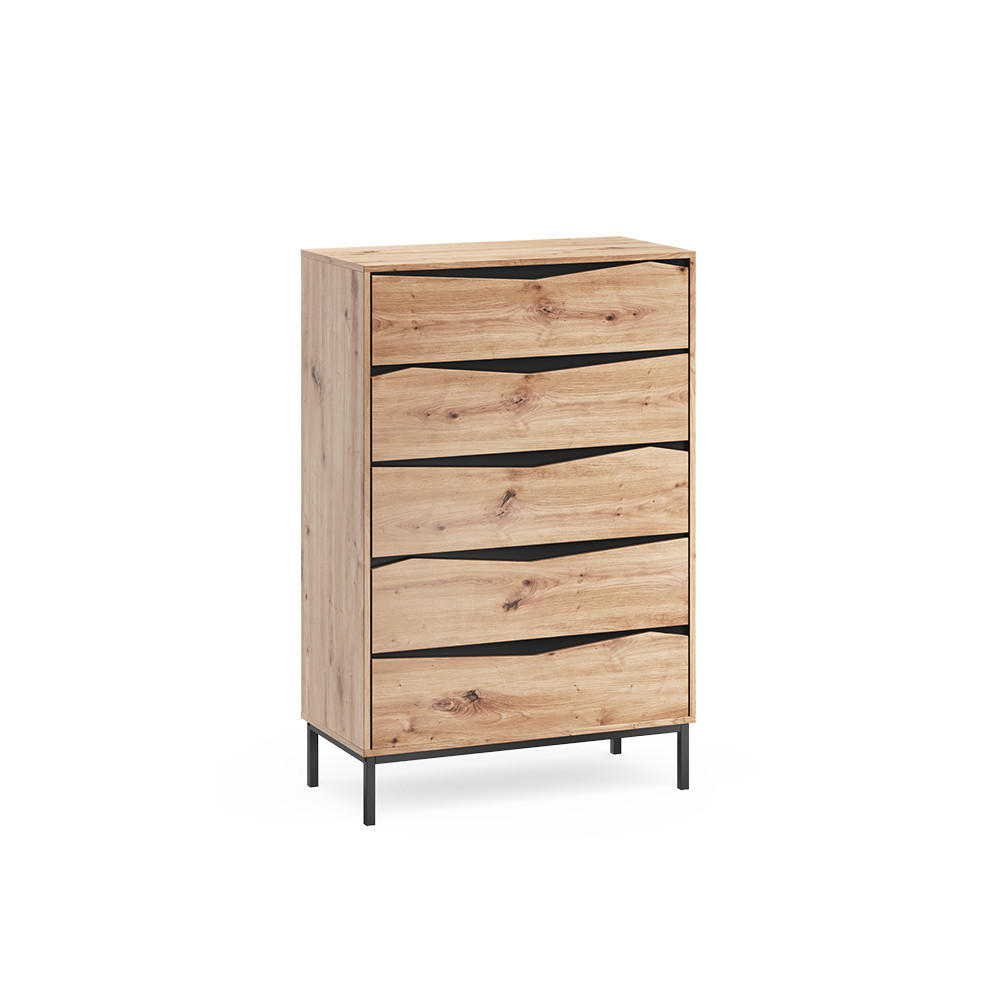 Vicco Kommode Eiche, Schwarz 79.2x120x39.2 cm