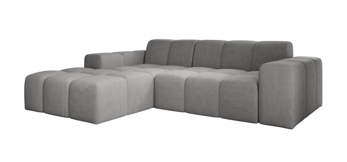 ECKSOFA Fogo ohne Schlaffuktion, L-Form, Sofa Links, Veloursstoff, 245x68x180 cm, Grau - Grau, Holz (180/245cm) - PROMETO Möbel