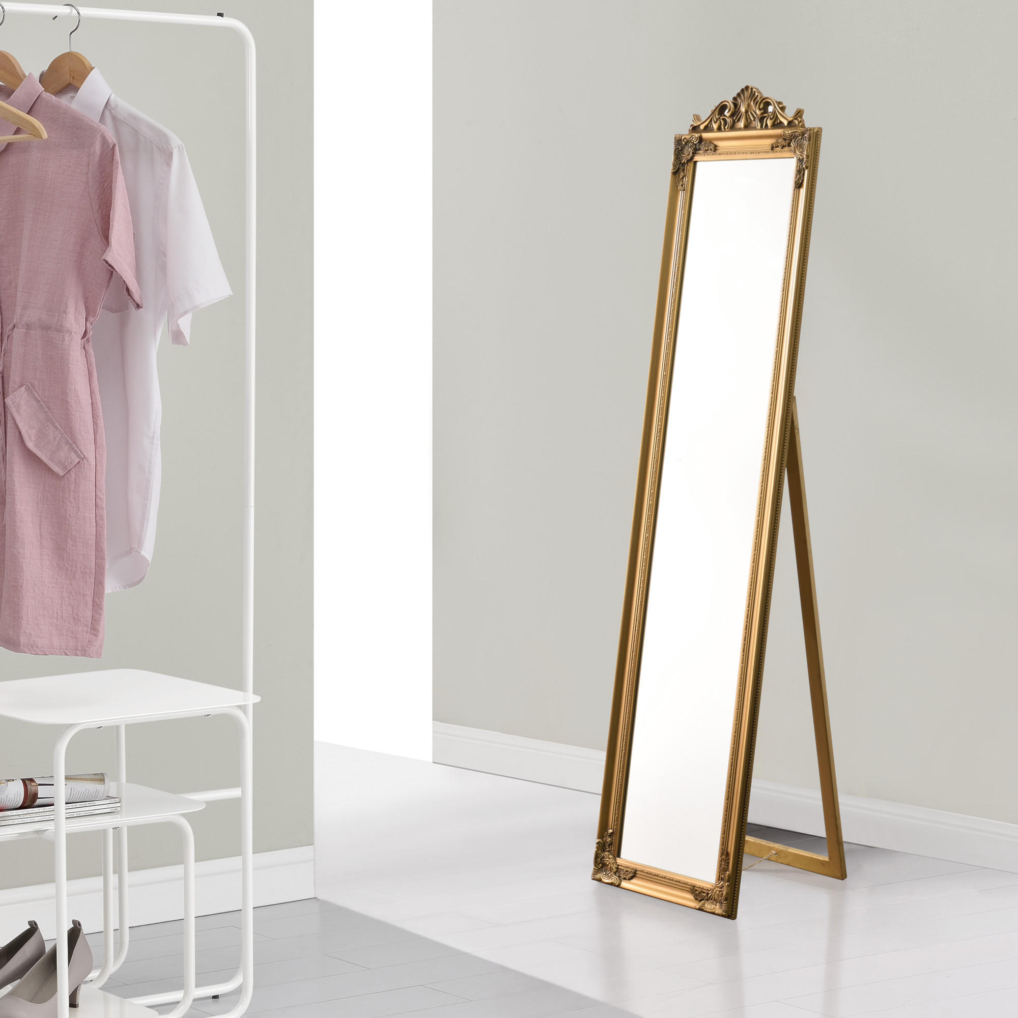 STANDSPIEGEL Arezzo - Goldfarben, Glas/Holz (28.5/160/140cm) - [en.casa]