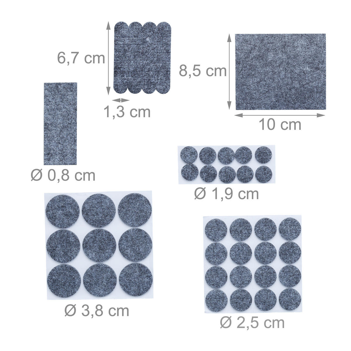 204XFILZGLEITER - Grau, Textil (10/8.5cm) - Relaxdays