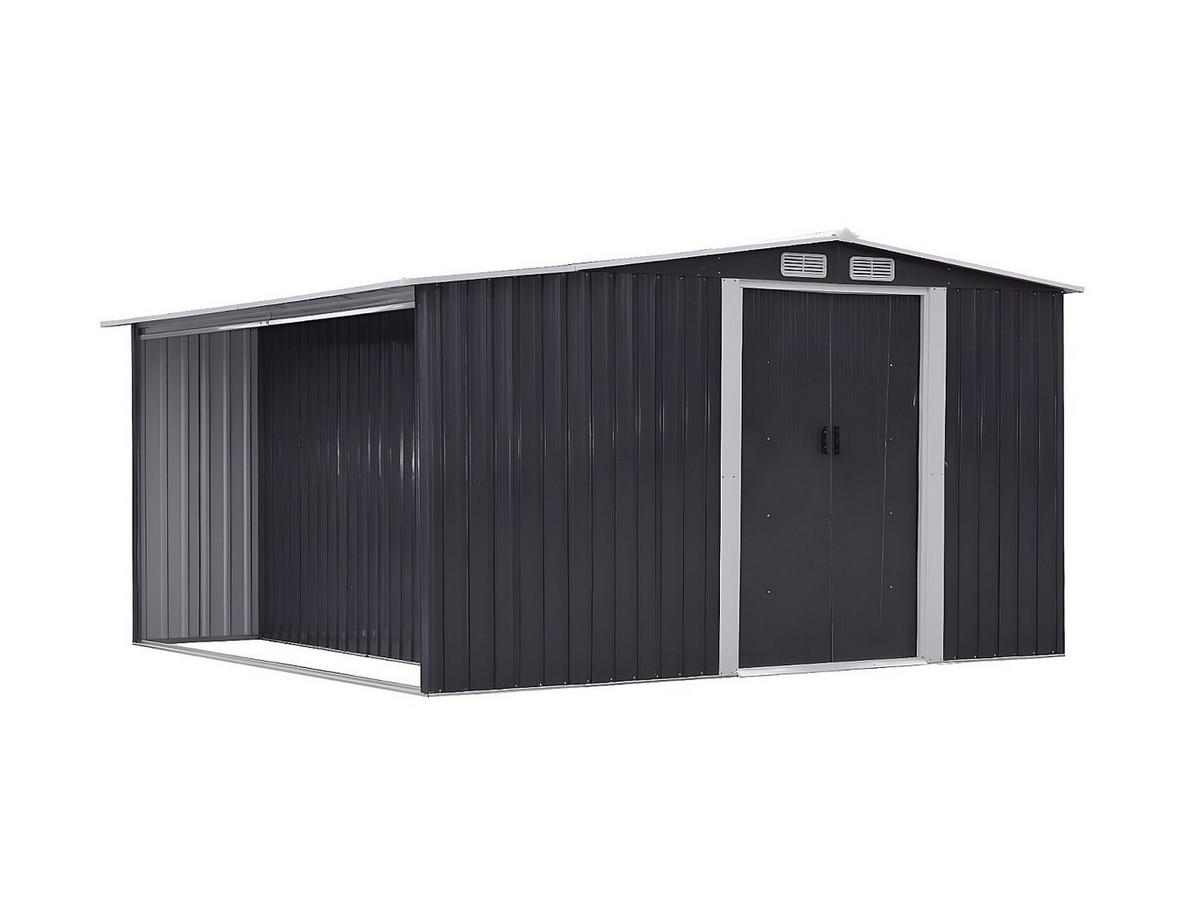 SCHREBERGARTENHAUS - 313 cm x 302 cm - metall - anthrazitgrau Lery - Anthrazit, Metall (313/154/302cm) - Vente-Unique