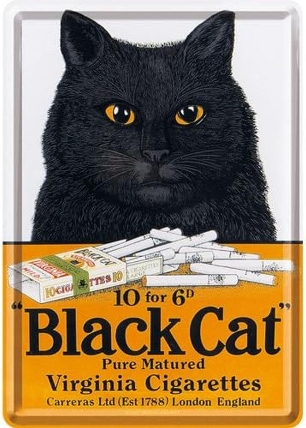 MINIBLECHSCHILD 10/14 cm Black Cat - Multicolor, Metall (10/14/0.1cm) - Nostalgic-Art