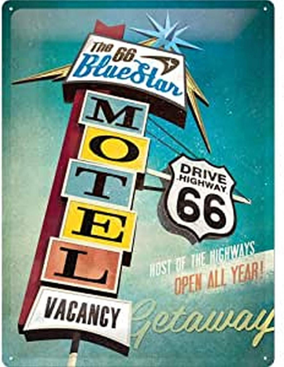 BLECHSCHILD 30/40 cm Motel Bluestar - Multicolor, Metall (30/40/0.2cm) - Nostalgic-Art