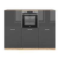 KÜCHENBLOCK R-Line Anthrazit Hochglanz/Goldkraft Eiche 180 cm ohne AP - Honigeiche/Anthrazit, Holzwerkstoff (180/81.6/46cm) - Vicco
