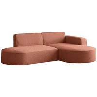 ECKSOFA Hana L-Form 3-Sitzer Ecke Rechts, Boucle, Terra 241/73/168 cm - Terracotta/Schwarz, Textil/Metall (168/241cm) - WFL GROUP