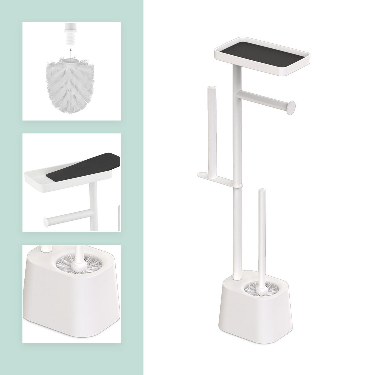 WC-GARNITUR - Weiß, Kunststoff/Metall (29/65.5/11.5cm) - Relaxdays