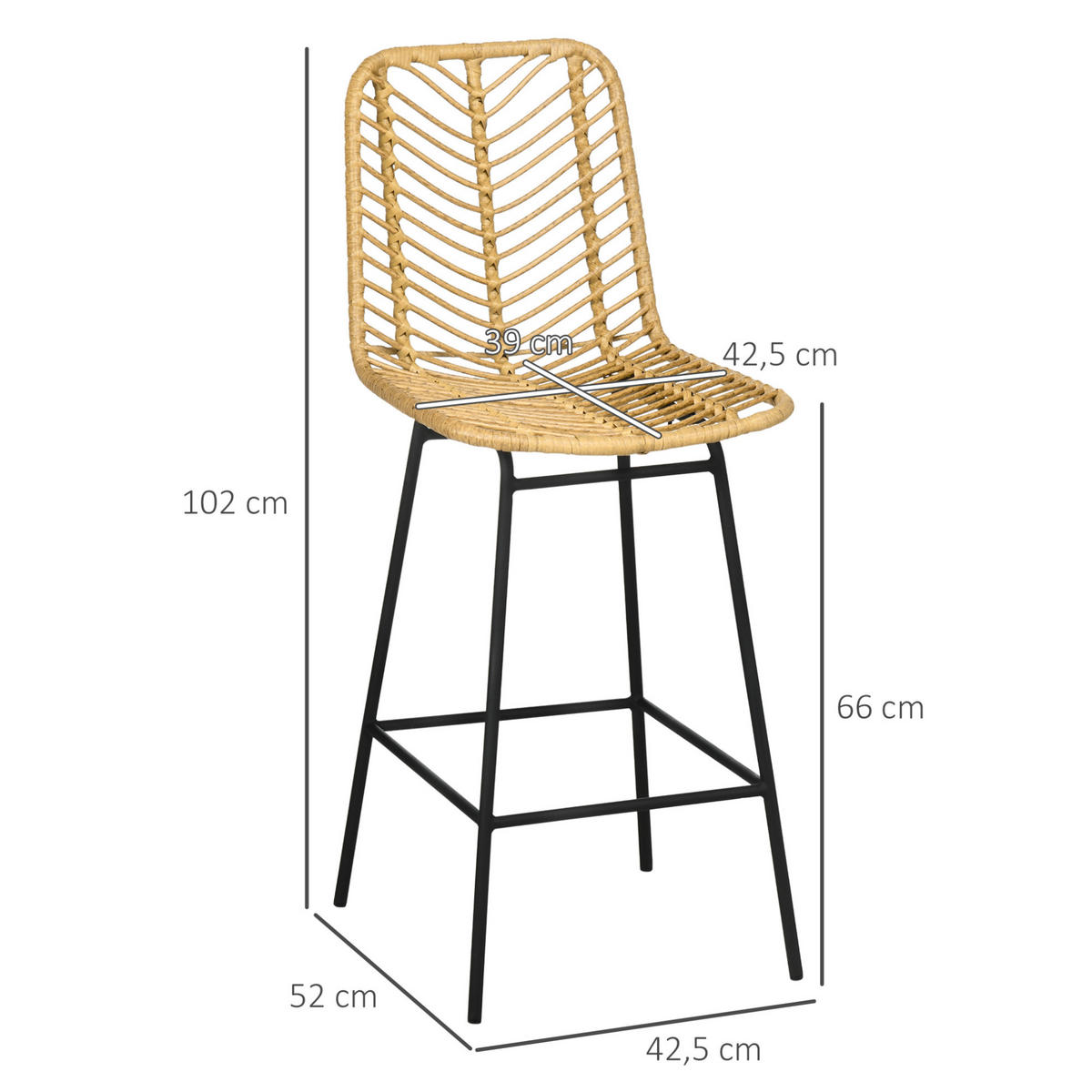 BARHOCKER 42,5/52/102 cm Gelb mit Rückenlehne und Fußstütze - Gelb, Kunststoff (52/102/42.5cm) - MIVRAY