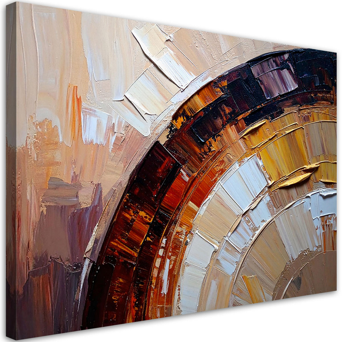 LEINWANDBILD Bunte Abstraktion Halbkreise 90x60cm - Beige, Textil (90/60cm) - Feeby