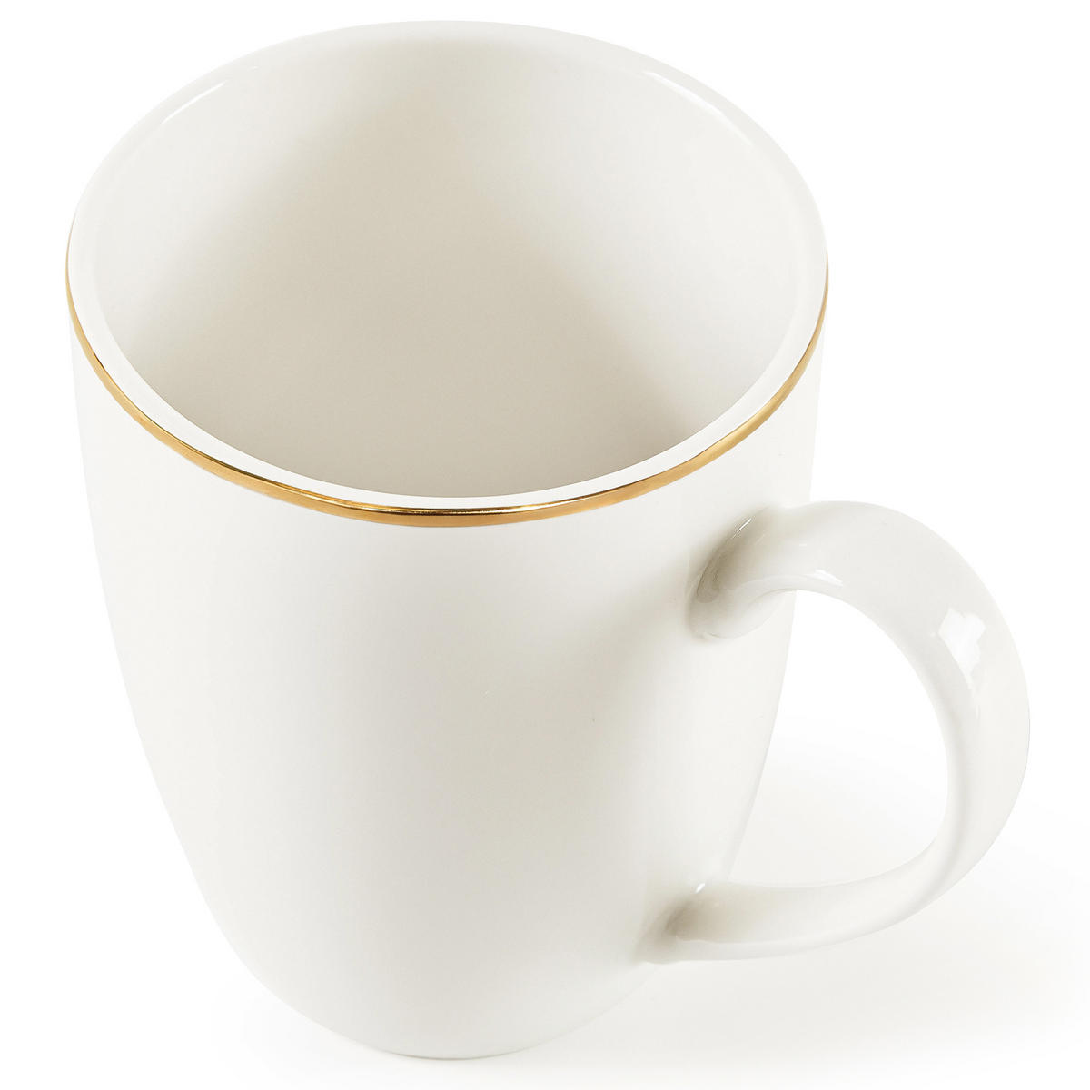 BECHER-SET AD BELLA, 6-tlg - Ecru/Goldfarben, Keramik (0.4L) - KONSIMO®