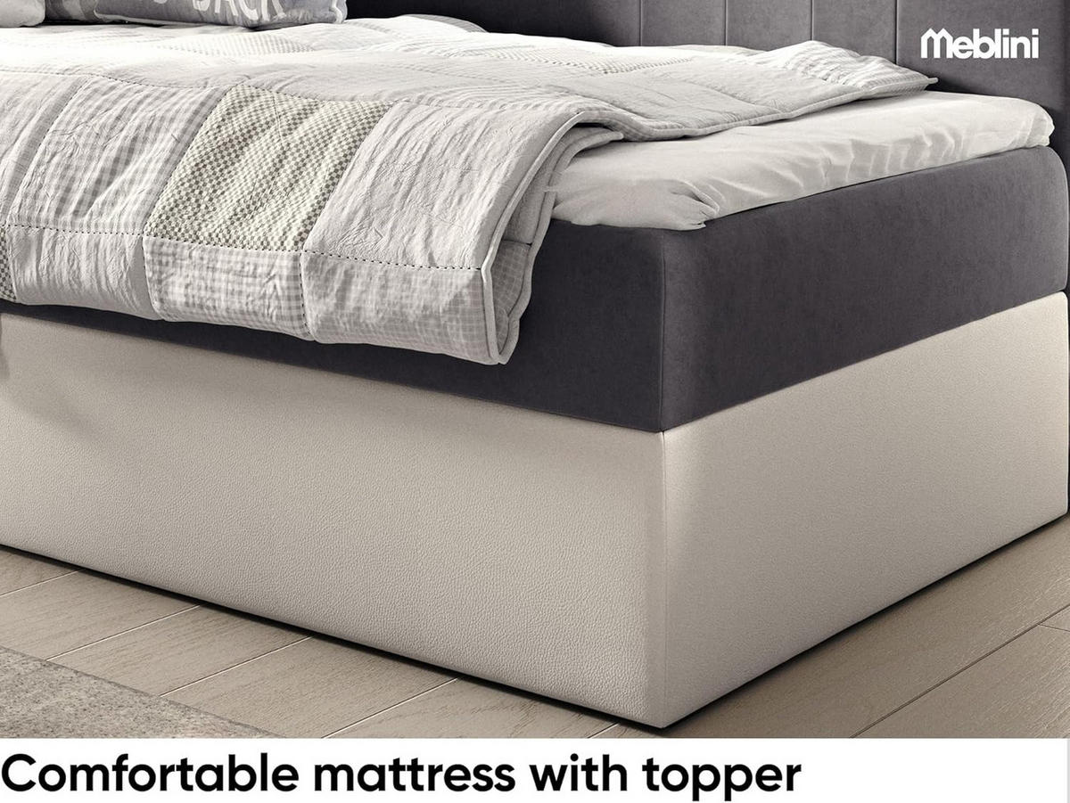 KINDERBETT GARETH 2 - Dunkelgrau/Weiß, Holzwerkstoff (91/201cm) - Meblini