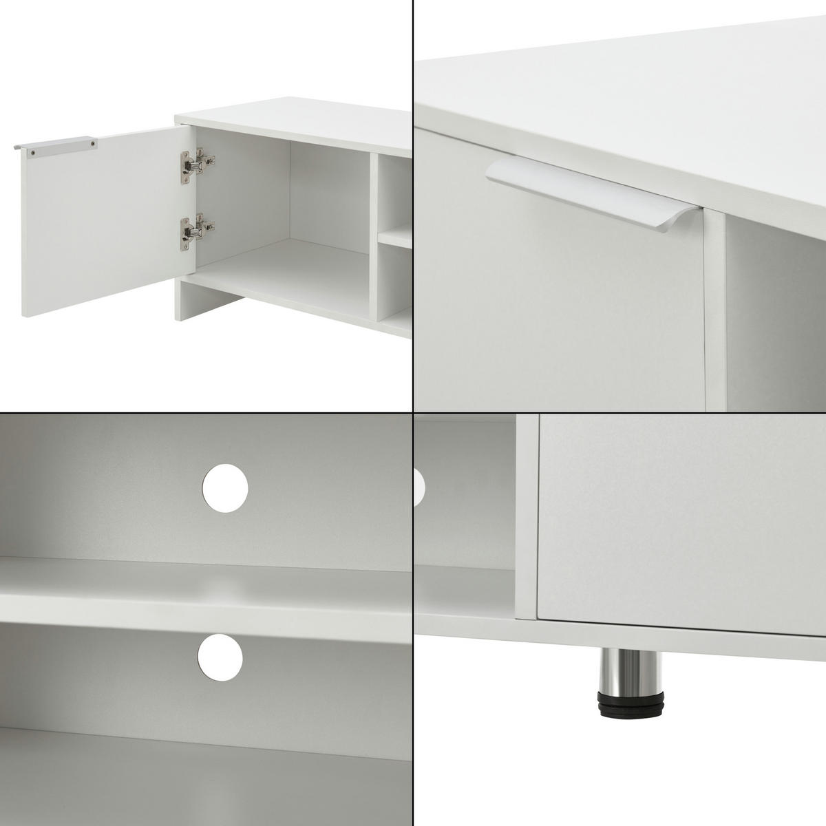 LOWBOARD Stevns - Weiß, Holzwerkstoff/Metall (145/40/38cm) - [en.casa]