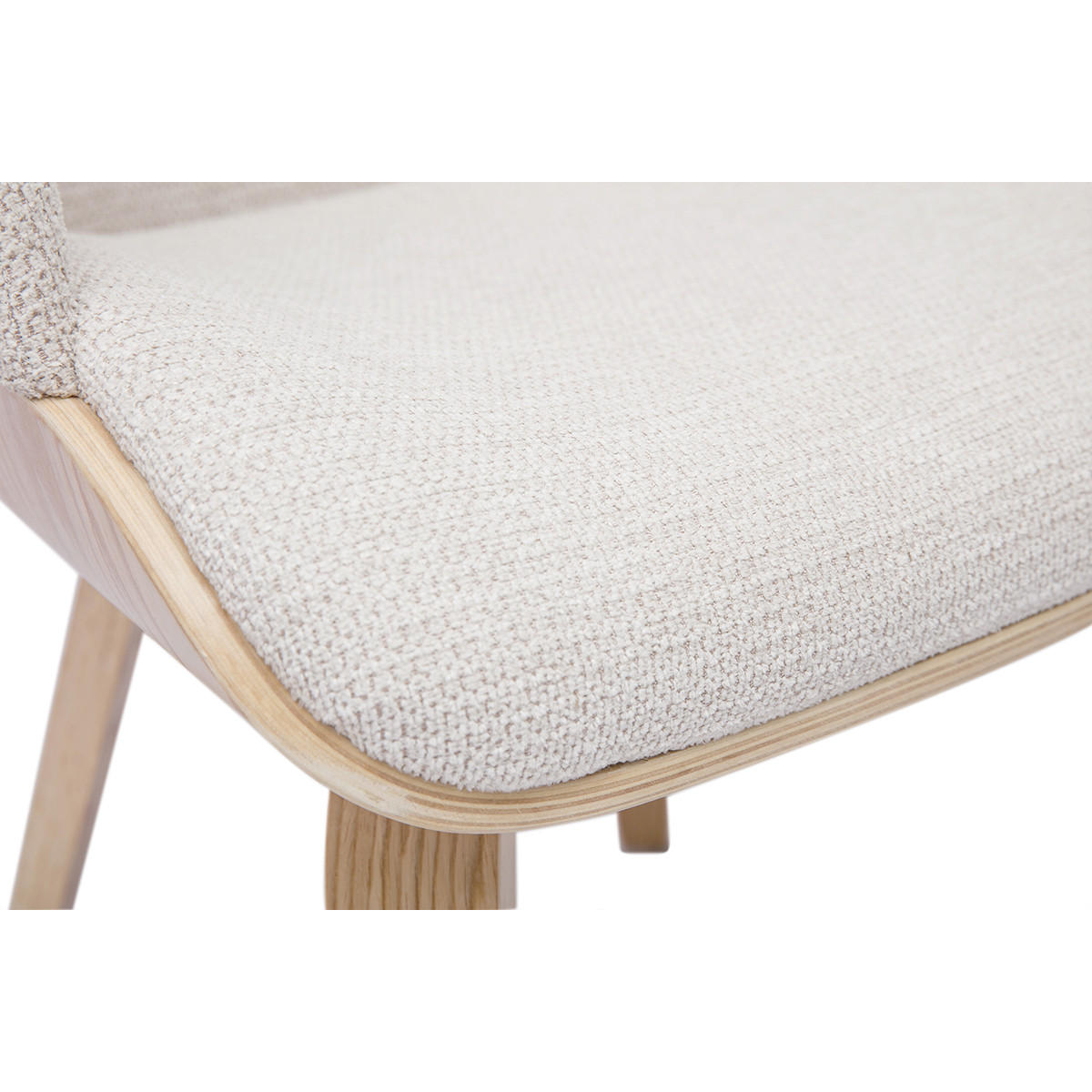 STUHL Beige Chenille Stoff Helles Holz EARL - Beige, Textil (58/81/54cm) - Miliboo