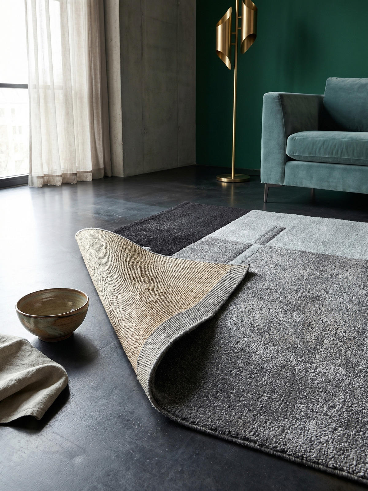 KURZFLORTEPPICH LATEMAR, kariert, Grau, 140 x 200 cm - Grau, Textil (140/200cm) - KADIMA DESIGN