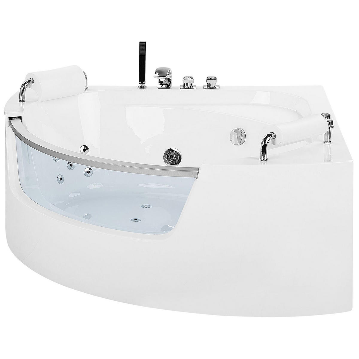 WHIRLPOOL BADEWANNE mit LED 136x187x63 cm weiß Mangle - Weiß, Kunststoff (136/63/187cm) - Beliani