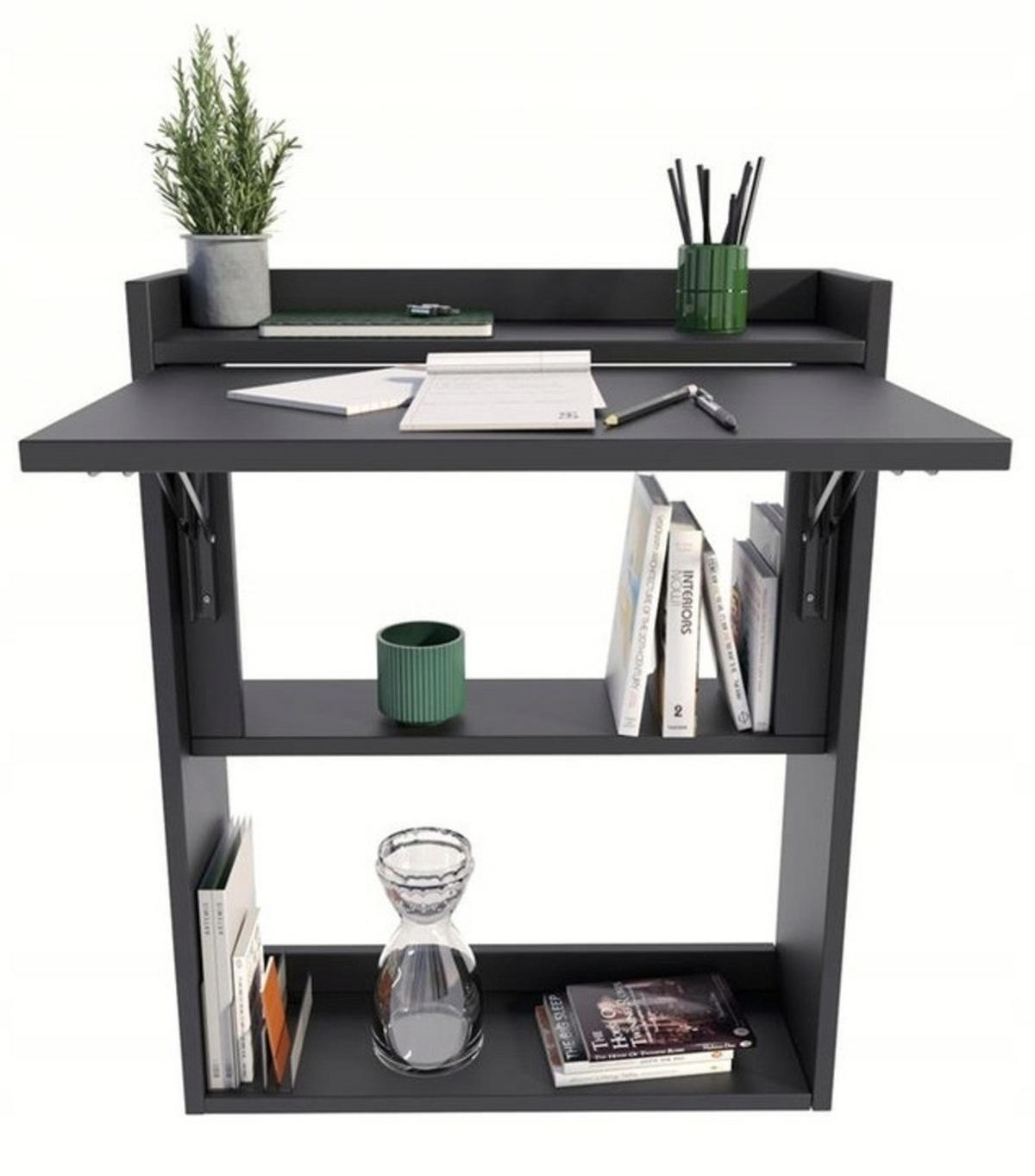 SCHREIBTISCH Klappbarer Wandregal Schwarz 70/20/85 cm - Schwarz, Holzwerkstoff (20/70/85cm) - Matkam Möbel