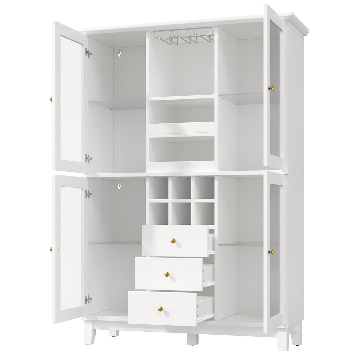 WEINSCHRANK mit LED-Beleuchtung 120 x 40 x 180,5 cm MDF Weiß - Weiß, Holzwerkstoff (40/180.5/120cm) - Meubliv
