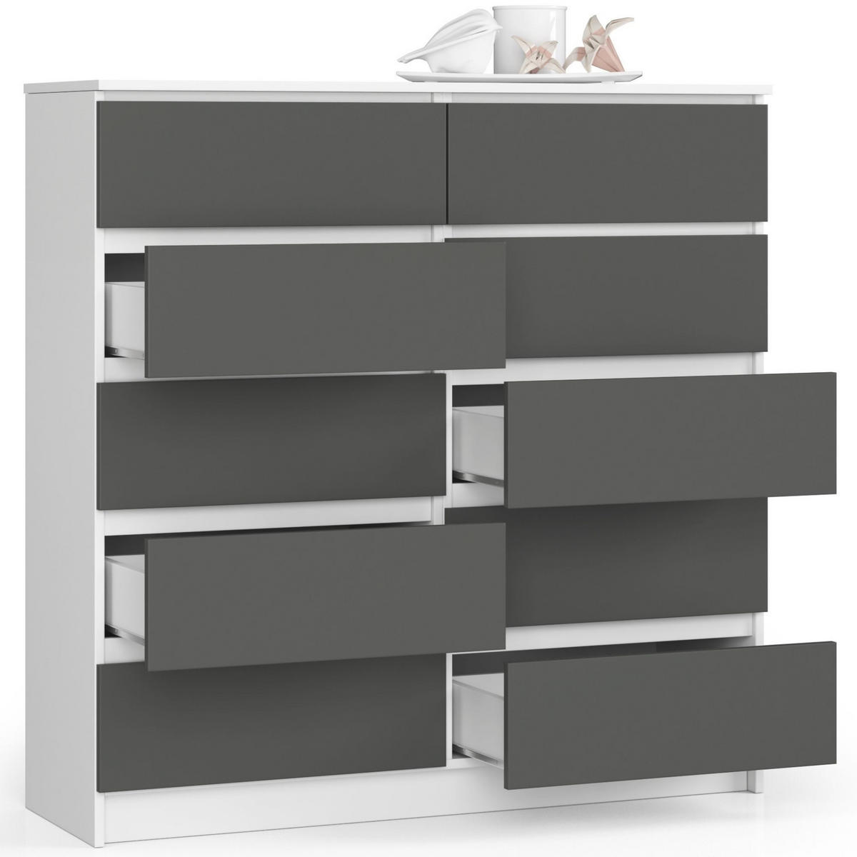 KOMMODE Weiß, Grau 120x40x121 cm - Weiß/Grau, Holzwerkstoff (120/121/40cm) - Akord