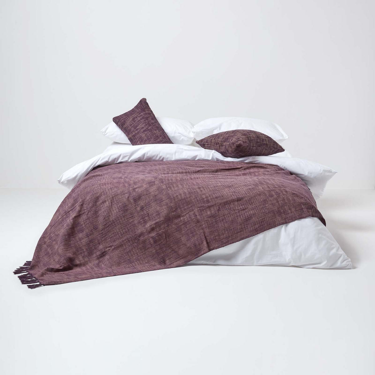 ÜBERWURF Nirvana Slub 225/255 cm, 100% Baumwolle - Lila, Textil (225/225cm) - Homescapes