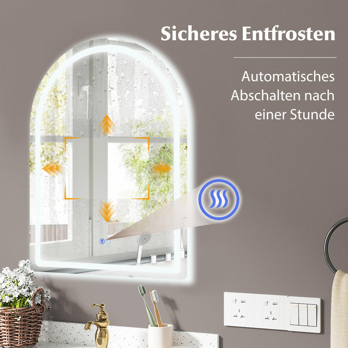 BADEZIMMERSPIEGEL Silber - Silberfarben, Glas (60/3/80cm) - COSTWAY