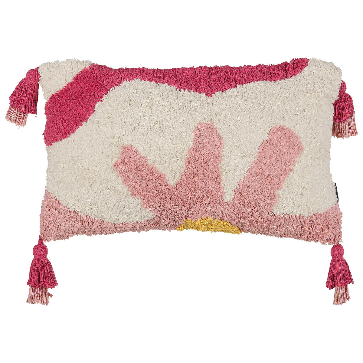 DEKOKISSEN 2er-Set Rosa 30/50 cm Actaea - Pink/Gelb, Textil (30/50cm) - Beliani