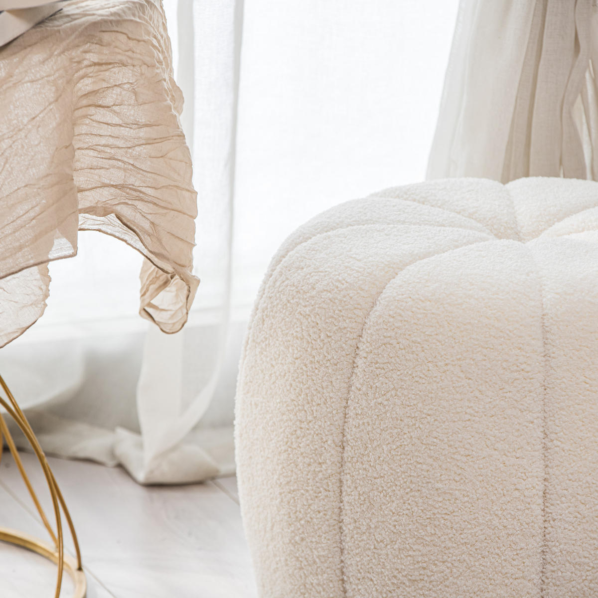 POUF Wolle Weiß - Weiß, Textil (50/38/50cm) - Nordlys