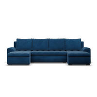 U-SOFA MIT SCHLAFFUNKTION FORESTA, Cord - Dunkelblau - Dunkelblau, Textil (302/89/159cm)