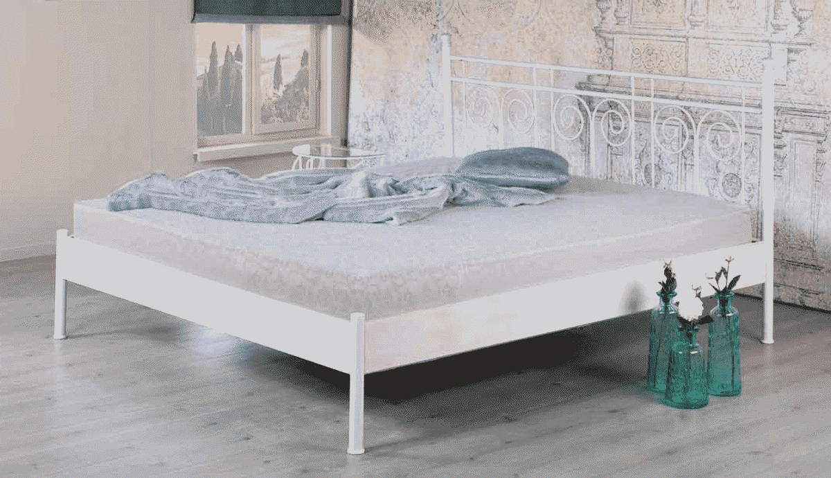METALLBETT Ida / 200 x 200 cm / weiss-kupfer gewischt - Weiß, Metall (200/200cm) - BED BOX