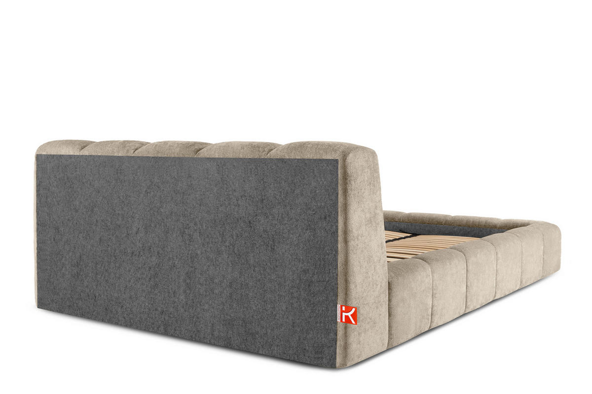POLSTERBETT OLMIRA - Greige/Schwarz, Holz/Holzwerkstoff (182/203cm) - KONSIMO®