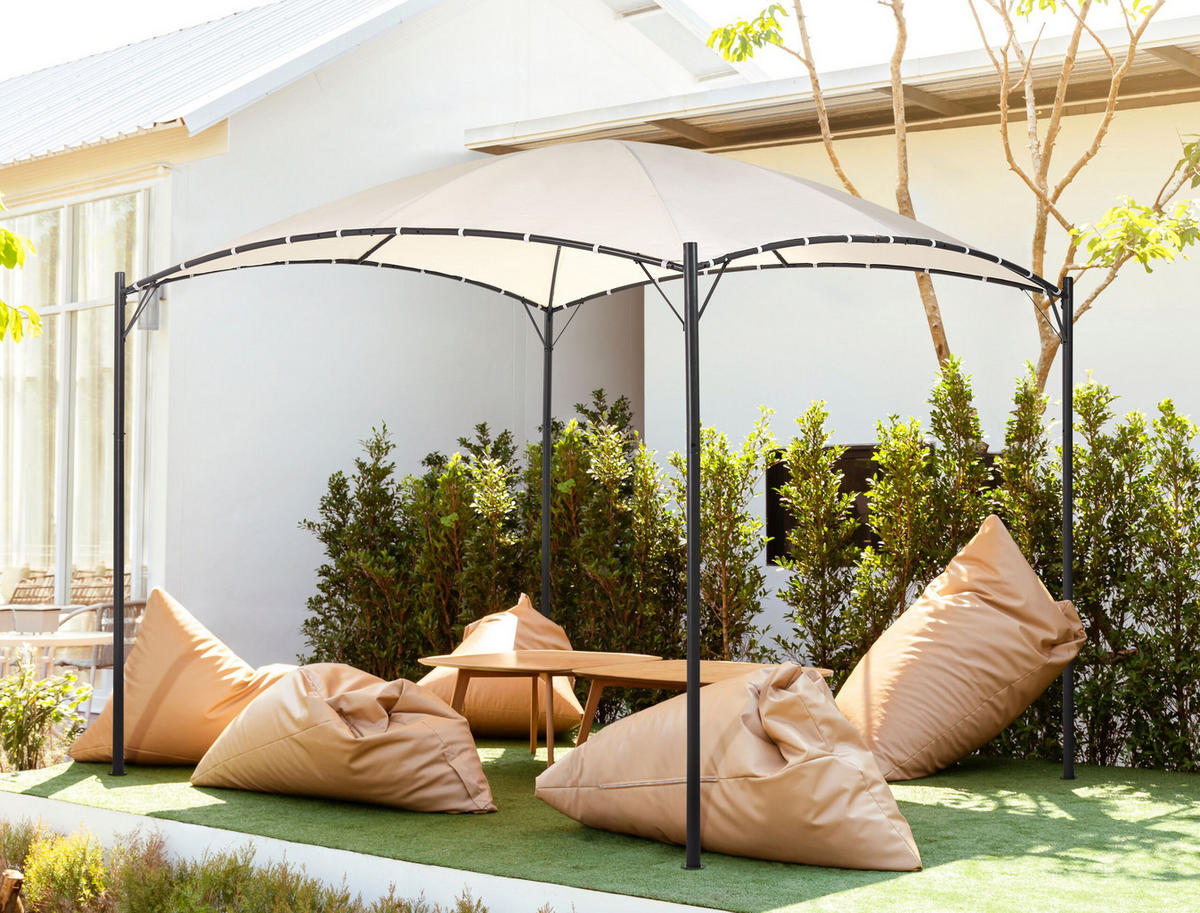 PERGOLA Stahl beige 305/305 cm Vomero - Beige/Schwarz, Kunststoff (305/212/305cm) - Beliani