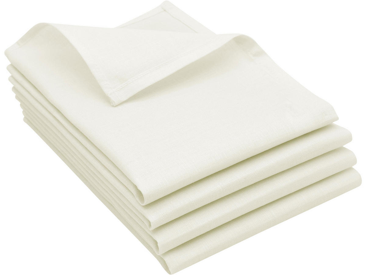 GESCHIRRTÜCHER, 4er-Set, 50x70 cm, 50% Baumwolle, 50% Leinen, Weiß - Creme, Textil (50/70cm) - Zollner