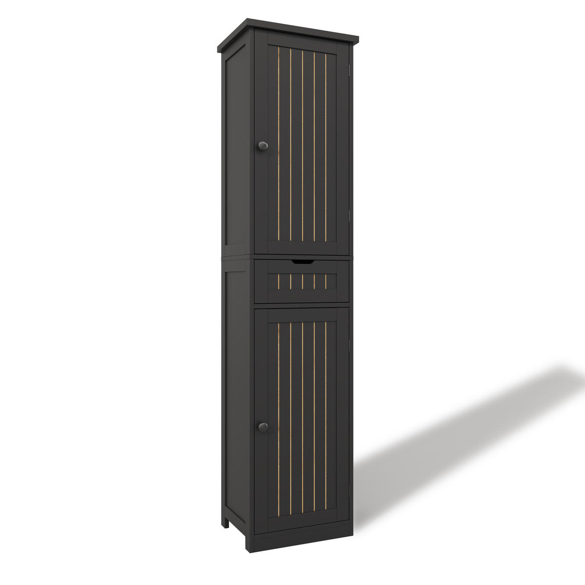 GESCHIRRSCHRANK 170 cm MDF Schwarz mit 2 Türen und verstellbaren Böden - Schwarz, Holzwerkstoff (30/170/40cm) - Korfee