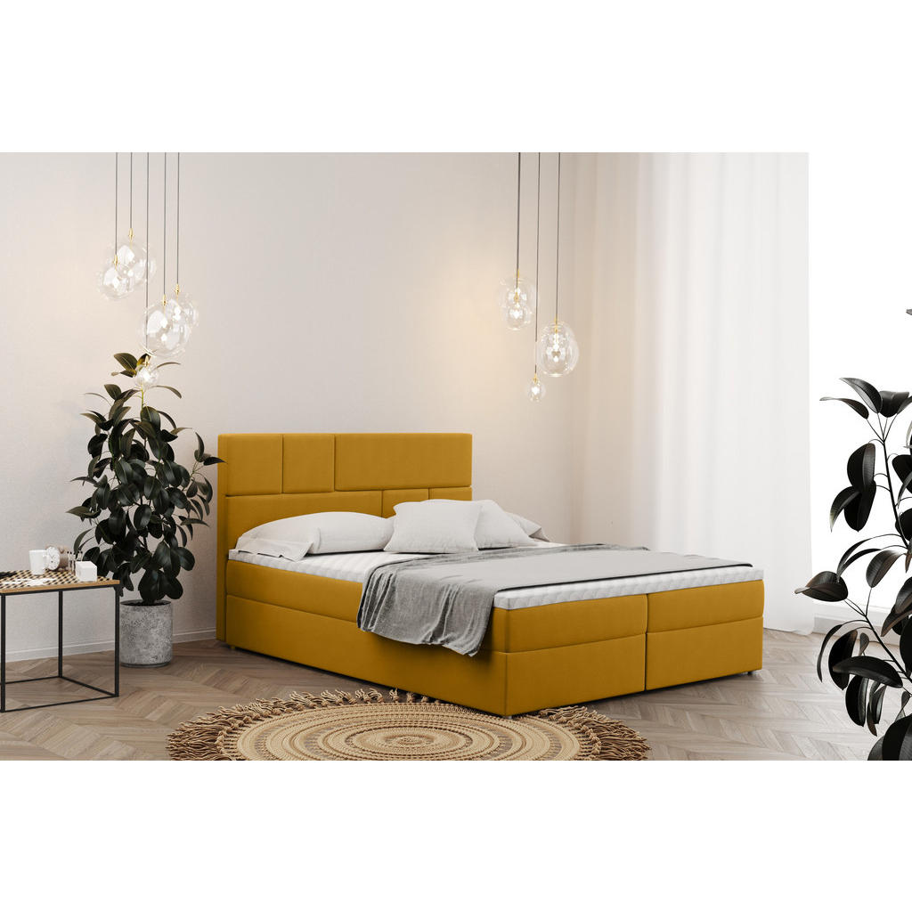 Thumbnail - Kaiser Möbel Boxbett, Gelb, Textil, H3, Höhe ca. 20 cm, einzeln stellbar,Rechteckig, Kufe, 120x200 cm, Schlafzimmer, Bet...