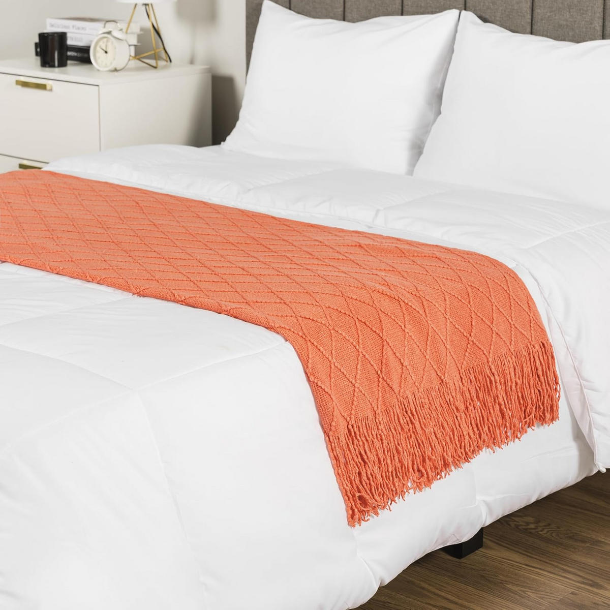 STRICKDECKE - 127 × 180 cm - Dunkelorange - Dunkelorange, Textil (127/180cm)