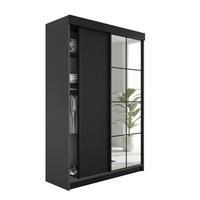 SCHIEBETÜRENSCHRANK LAMARO - 138x205x59 - Graphit & Schwarz - Graphitfarben/Schwarz, Holzwerkstoff (138/205/59cm) - Kier Furniture