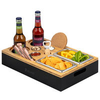 COUCHBAR mit abnehmbarem Deckel, Bambus, schwarz - Anthrazit, Holz (27.5/8/40cm) - eluno