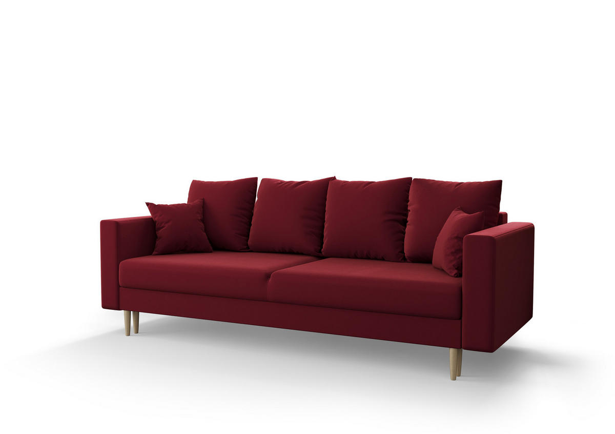 SOFA KRISTI mit Schlaffunktion ITAKA 34 Sofa mit Stauraum - Rot, Textil (90/87/230cm) - Bedante