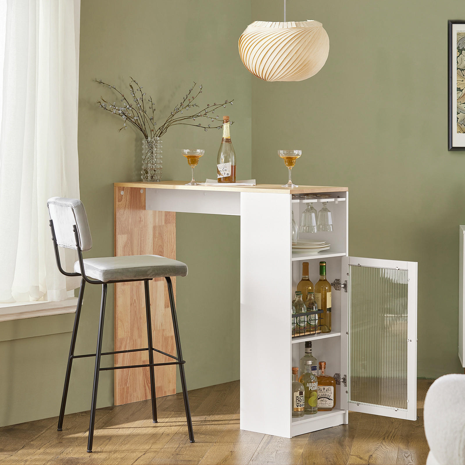 BARTISCH Weiß-Natur - Weiß/Naturfarben, Holz/Holzwerkstoff (108/105/40cm) - SoBuy
