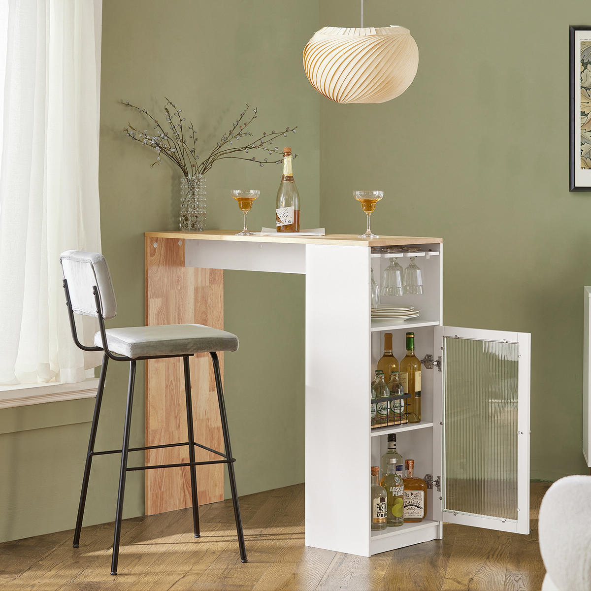 BARTISCH Weiß-Natur - Weiß/Naturfarben, Holz/Holzwerkstoff (108/105/40cm) - SoBuy