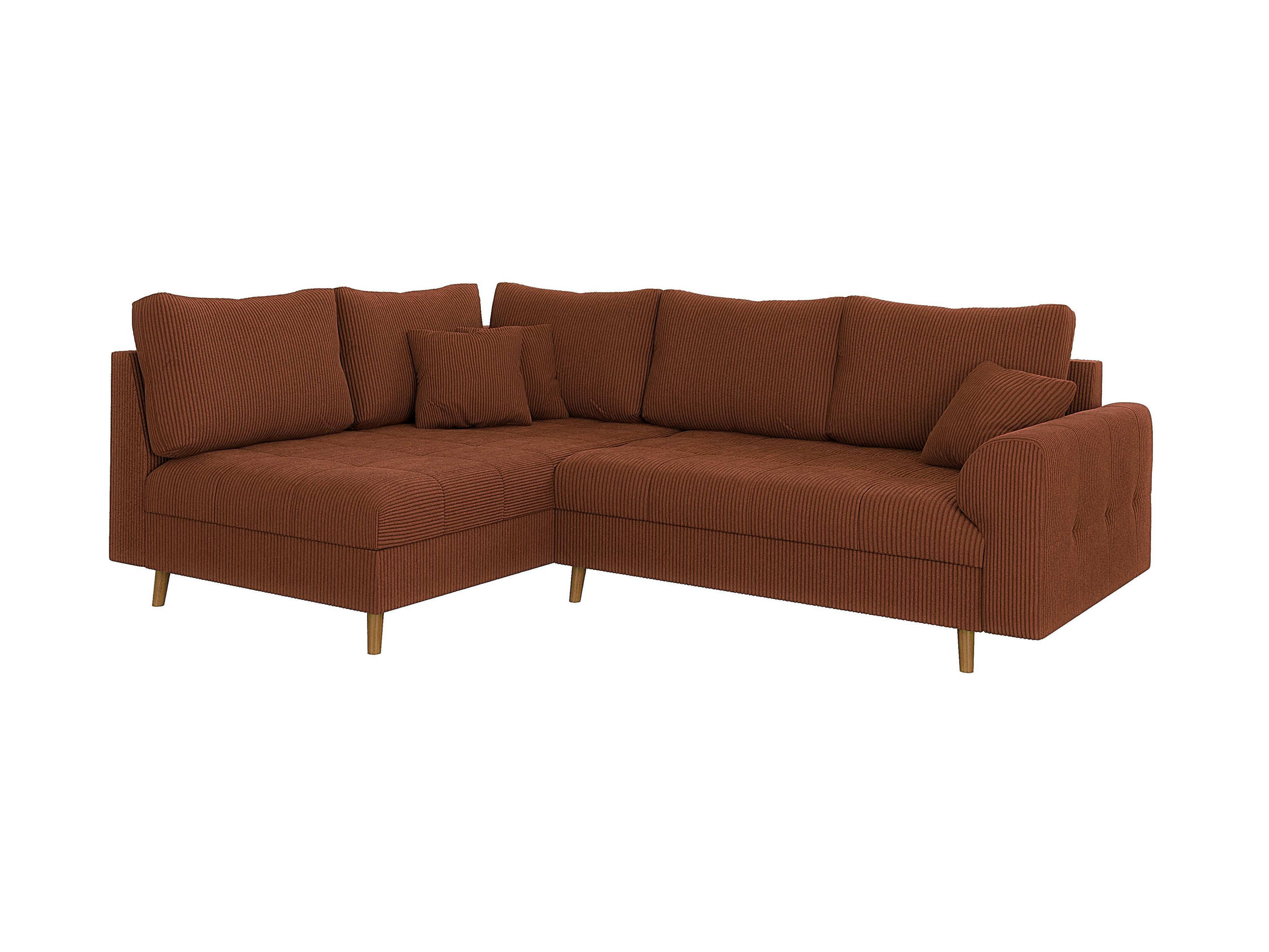 ECKSOFA Alma Terrakotta Cord - Ottomane links - Terra cotta/Braun, Holz/Textil (231/161cm) - S-Style Möbel