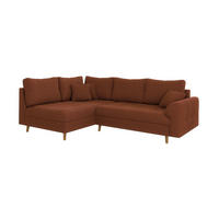 ECKSOFA Alma Terrakotta Cord - Ottomane links - Terracotta/Braun, Holz/Textil (231/161cm) - S-Style Möbel