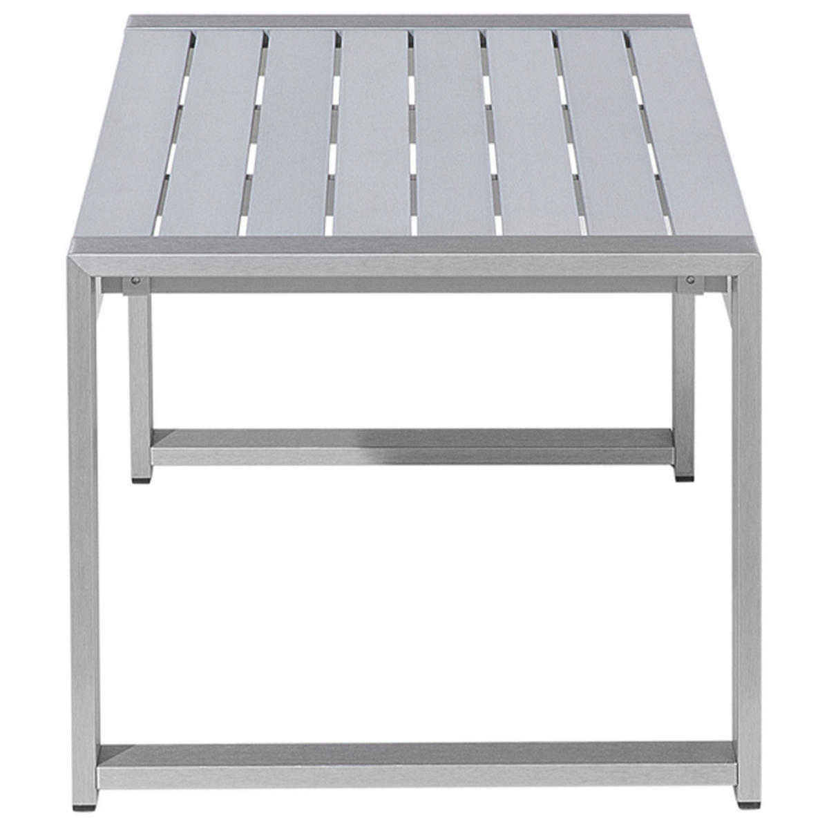 GARTEN Couchtisch Aluminium hellgrau 90/50 cm Salerno - Hellgrau, Metall (50/90/42cm) - Beliani