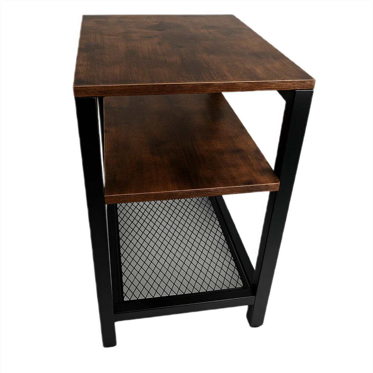 BEISTELLTISCH Metall Holzoptik Dunkelbraun Schwarz 3 Ablagen 59x30x60 cm - Dunkelbraun/Schwarz, Holzwerkstoff/Metall (30/59/60cm) - Begryf